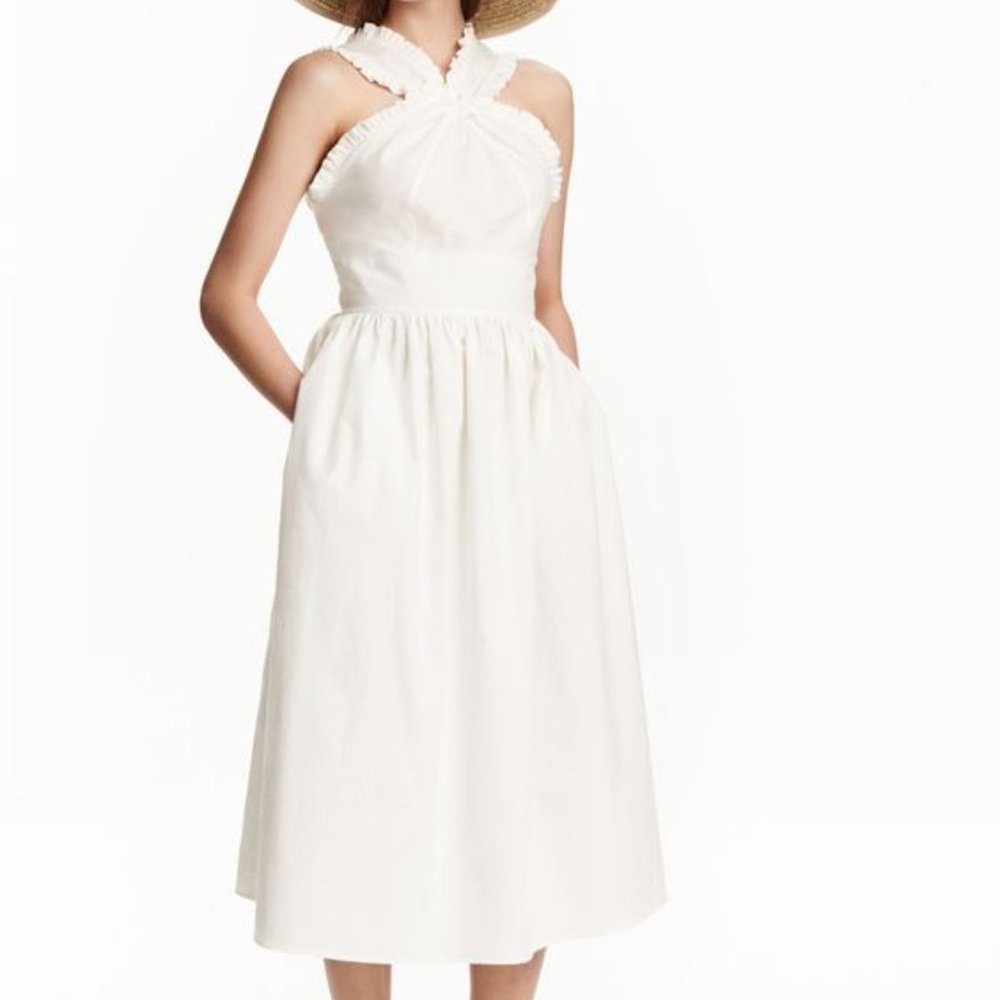 H&M Seersucker Midi Sundress Midi White
